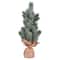 15" Unlit Frosted Spruce Sapling Artificial Christmas Tree Set